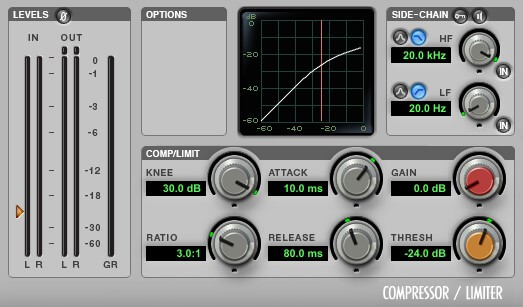 Pro Tools compressor with a soft knee setting.