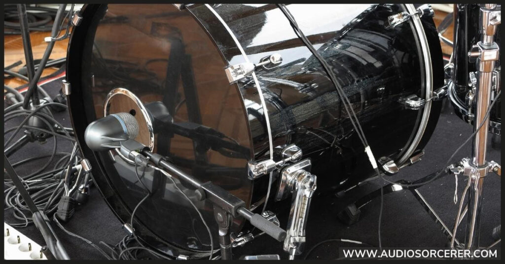 Miking a kick drum with a Shure Beta 52a.