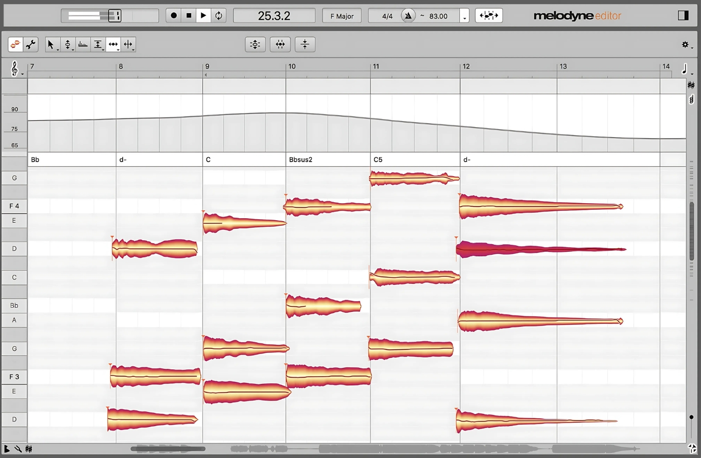 Audio editing vocals with Celemony Melodyne 5.