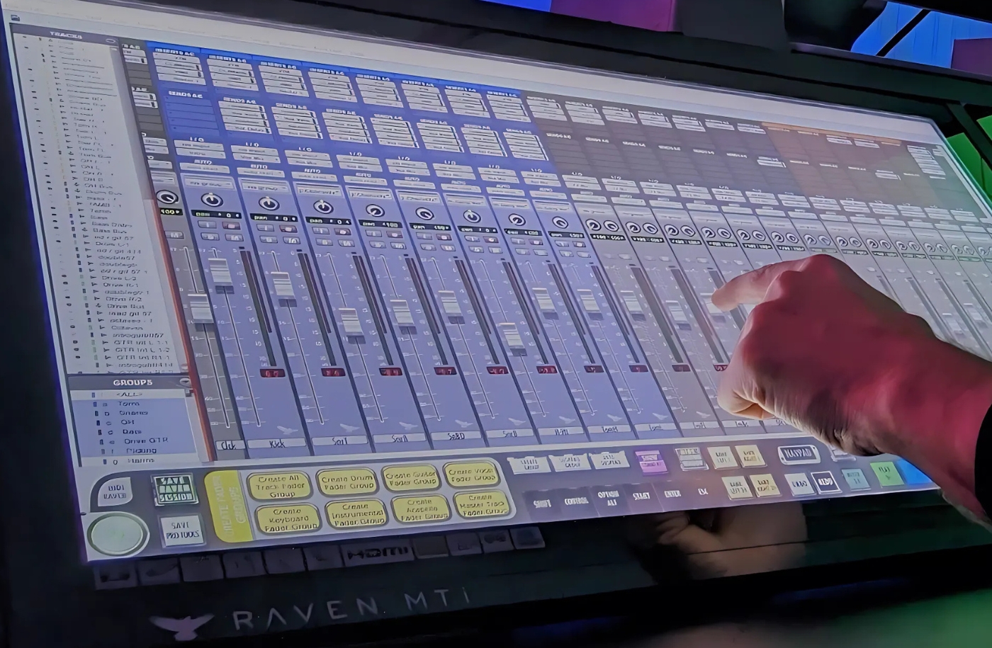 Dan Spencer (AKA, Audio Sorcerer) doing audio mixing in Pro Tools using a Slate Digital Raven MTi.