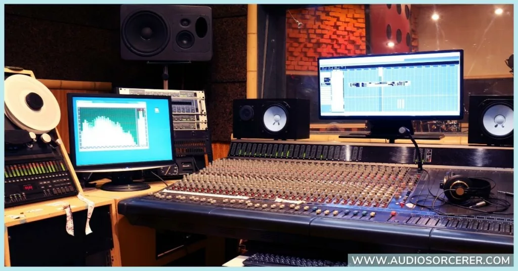 Control room of a professional recording studio.