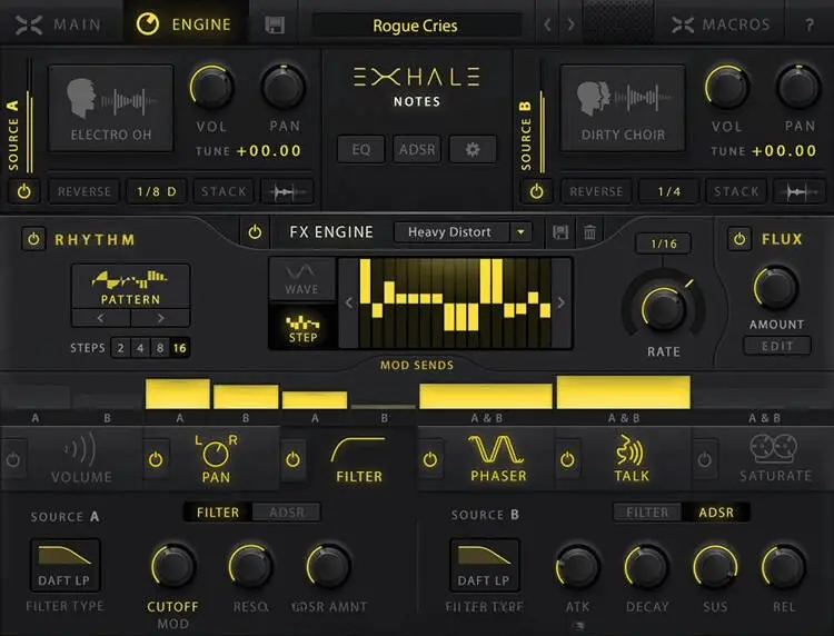 Output Exhale vocal engine user interface.