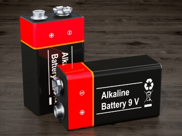 9v battery for use in an active guitar.