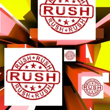 Rush delivery sticker.
