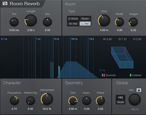 PreSonus Studio One default room reverb audio plugin.