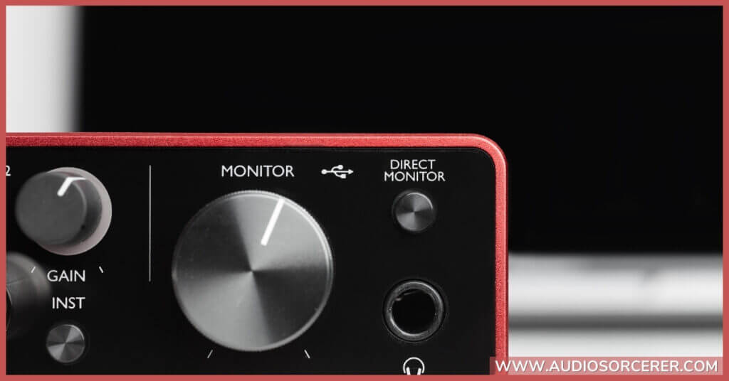Audio interface showcasing the direct monitor feature.